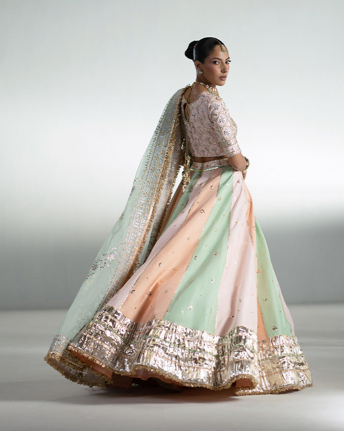 Peach Gota Lehnga Choli