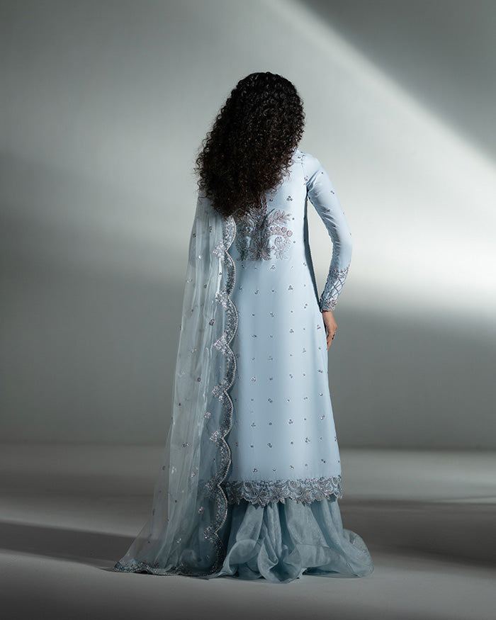 Powder Blue Shirt with Swirly Sharara