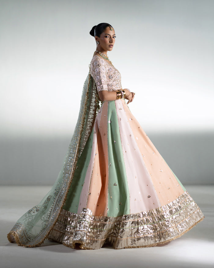 Peach Gota Lehnga Choli