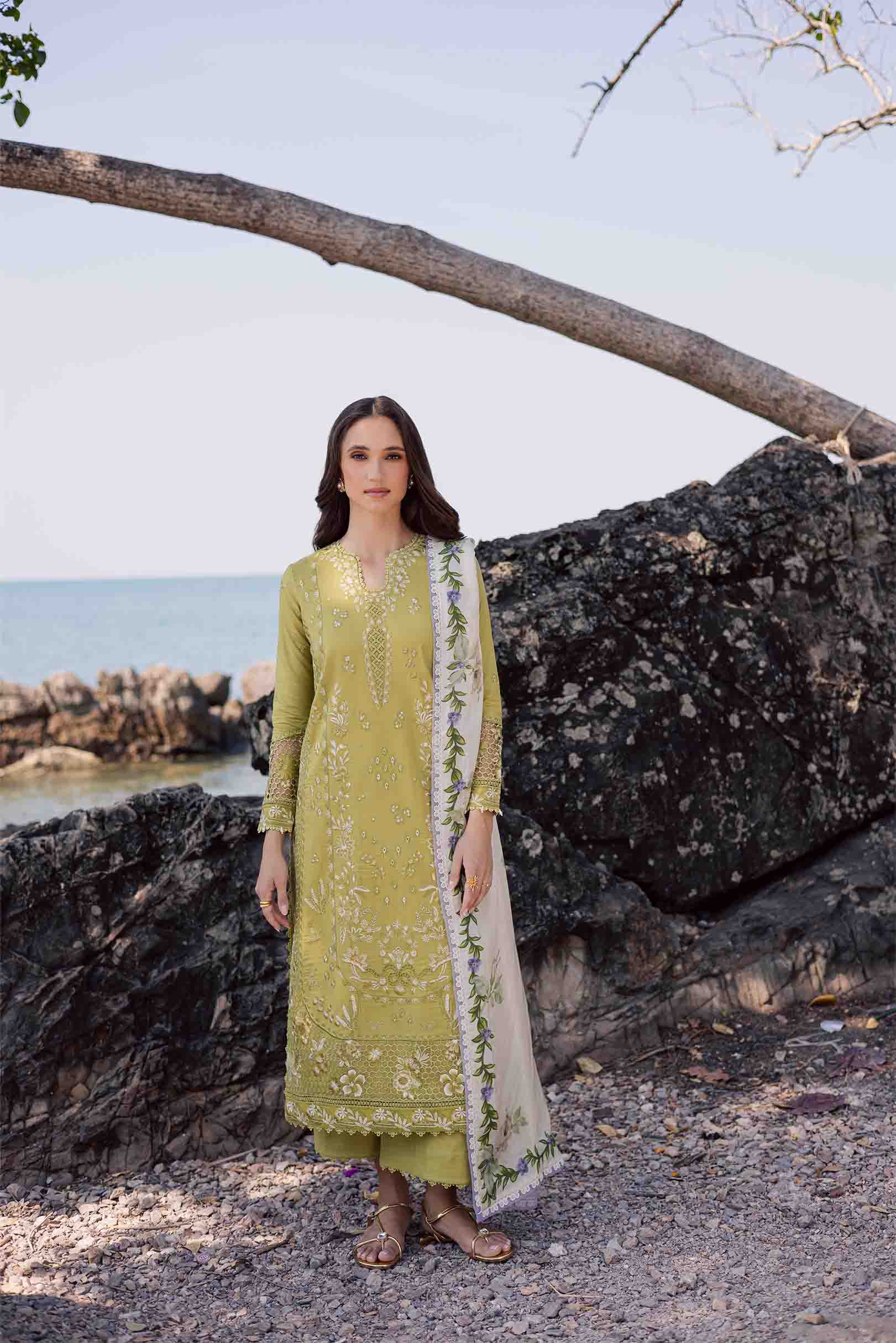 Chamomile Olive Green Shirt Set