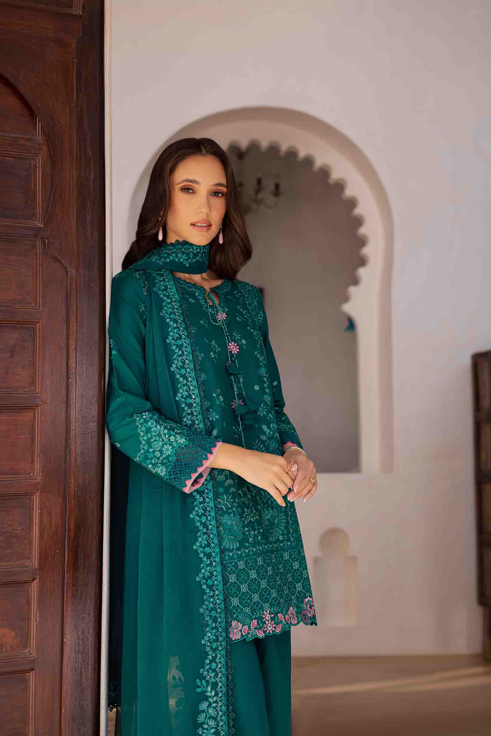 Peony Teal Green Shirt Set