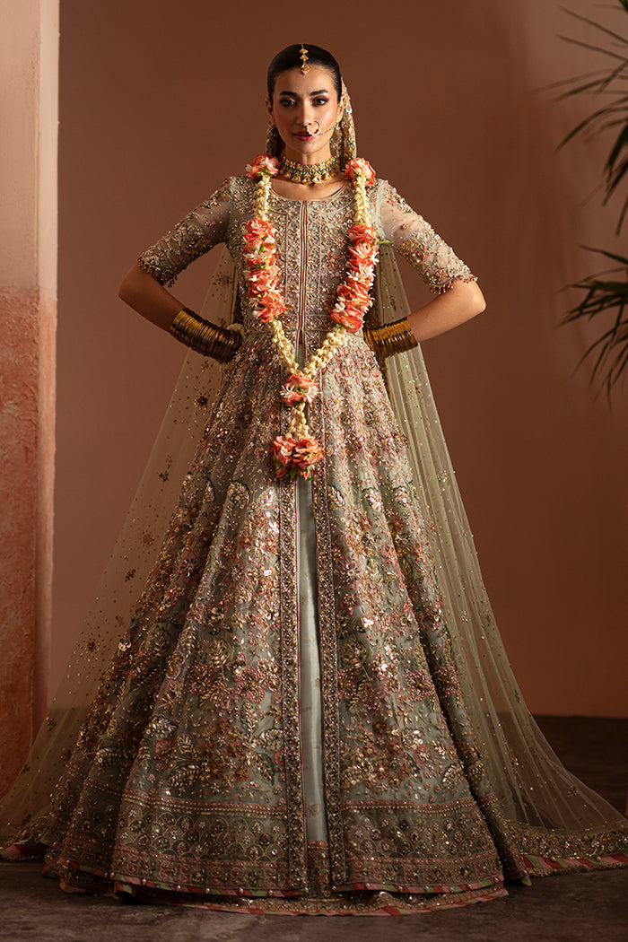 Sage Floral Peshwas with Lehnga
