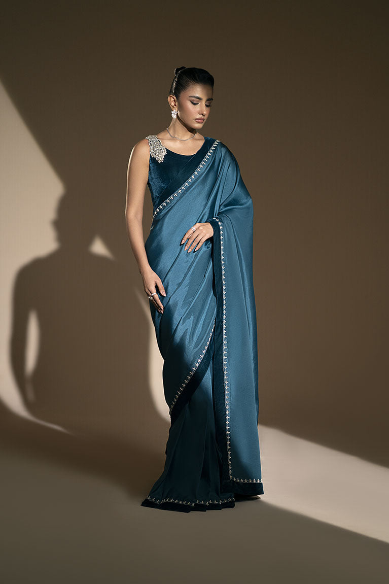 Teal Blue Silk Saree
