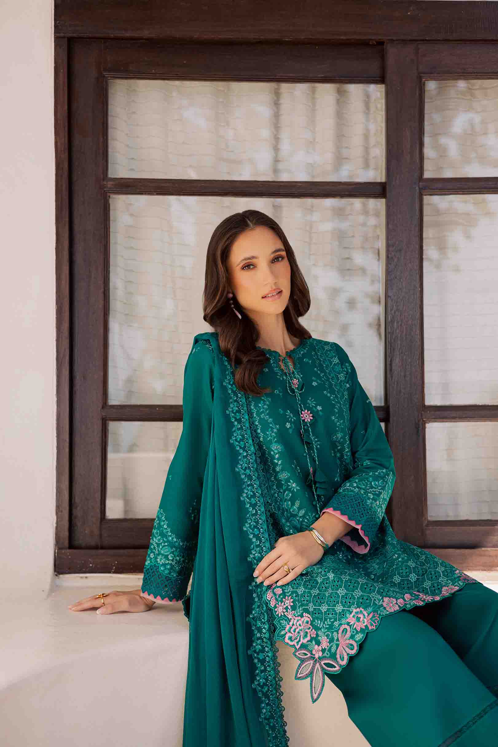 Peony Teal Green Shirt Set