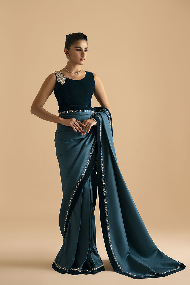 Teal Blue Silk Saree