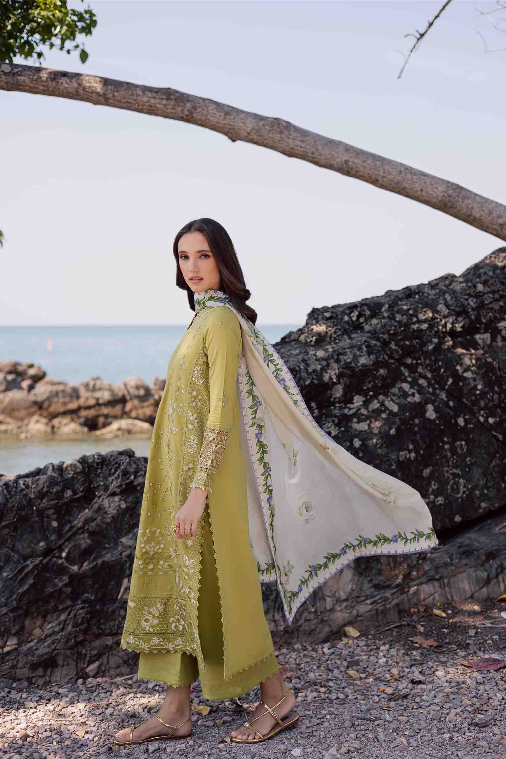 Chamomile Olive Green Shirt Set