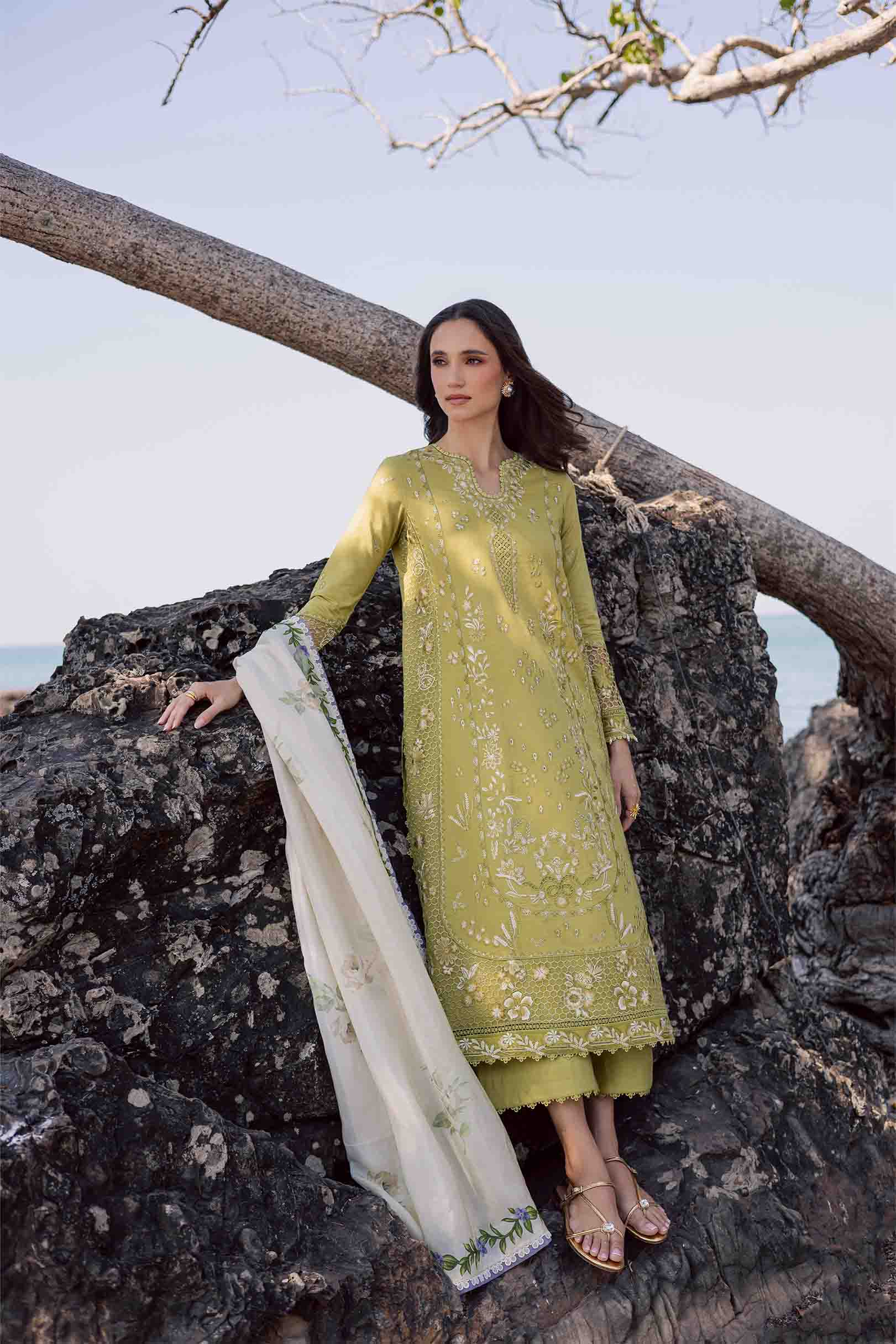 Chamomile Olive Green Shirt Set