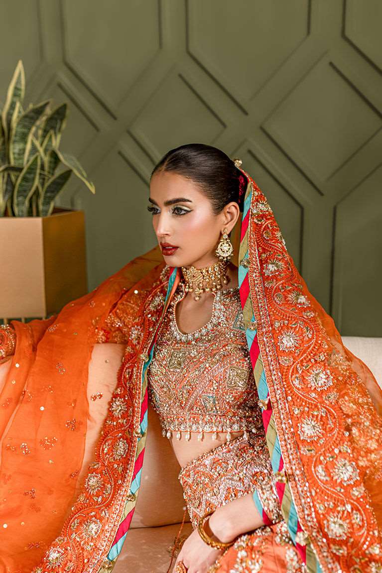 Burnt orange lehnga choli