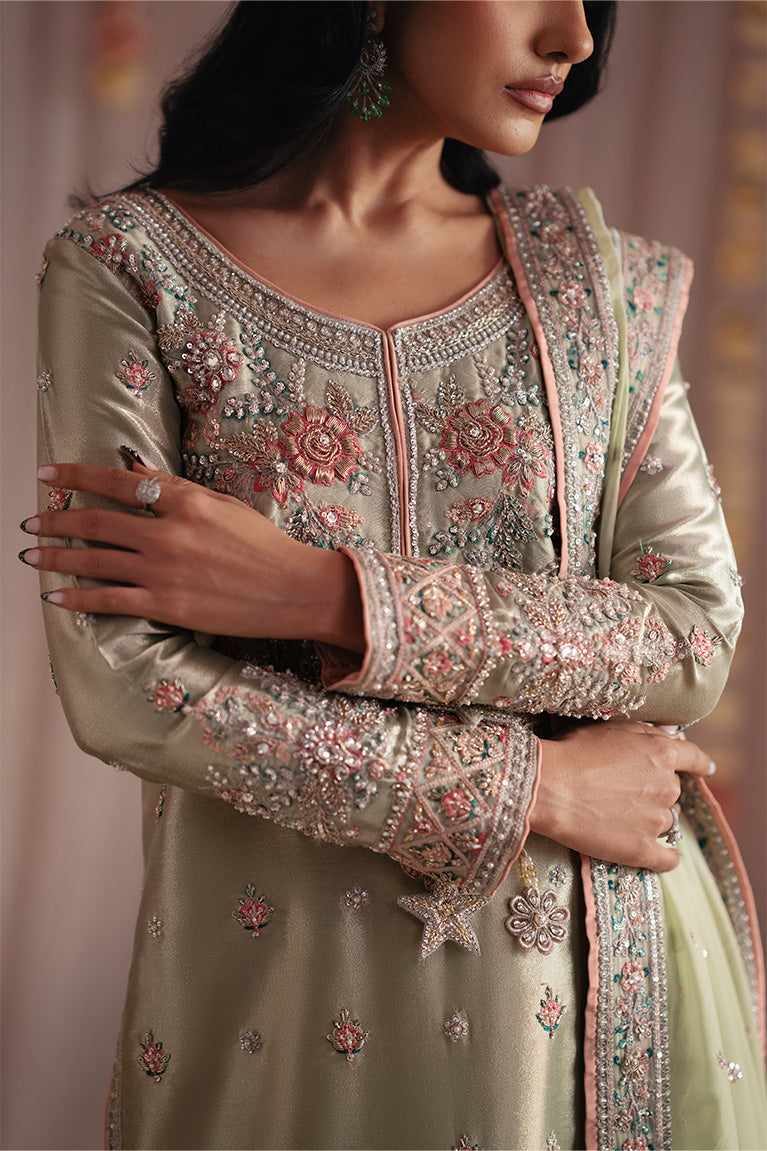 Mint Green Tissue Shirt, Izaar & Dupatta
