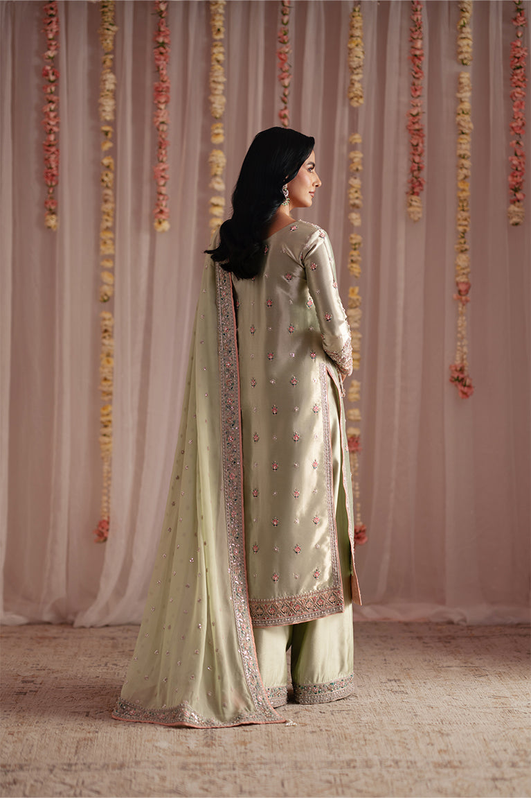Mint Green Tissue Shirt, Izaar & Dupatta