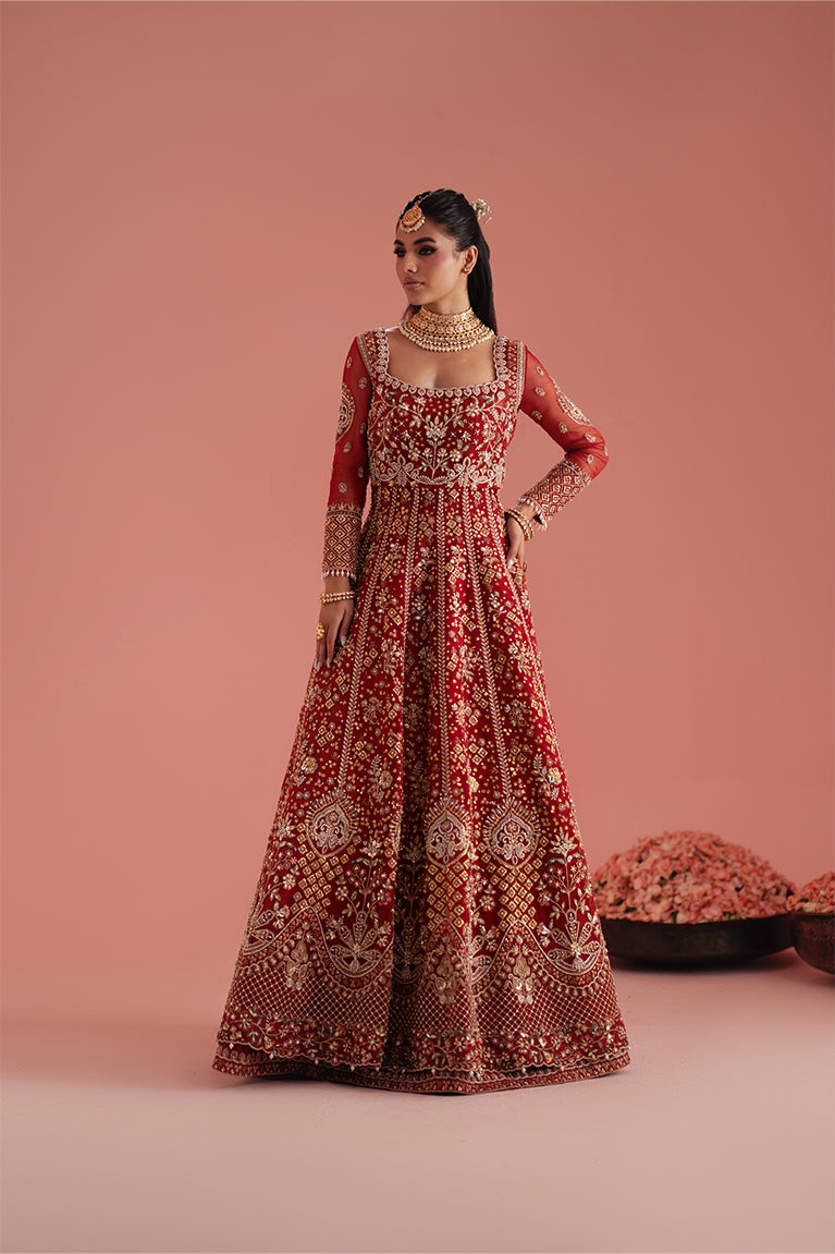 Crimson Red Kalidaar, Lehnga & Dupatta