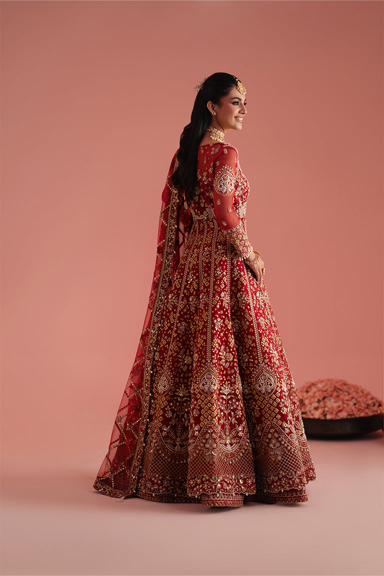 Crimson Red Kalidaar, Lehnga & Dupatta