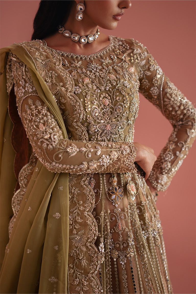 Olive Green Kalidaar, Lehnga & Dupatta