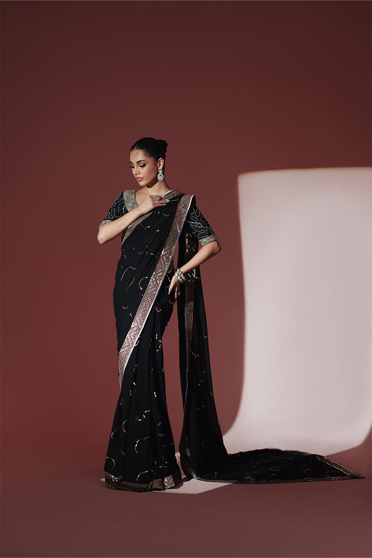 Black Chiffon Saree