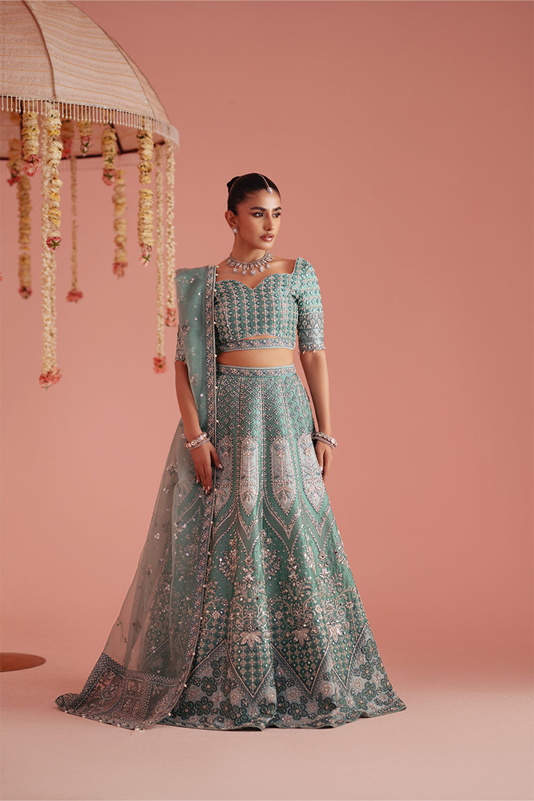 Mermaid Color Block Lehnga Choli & Dupatta