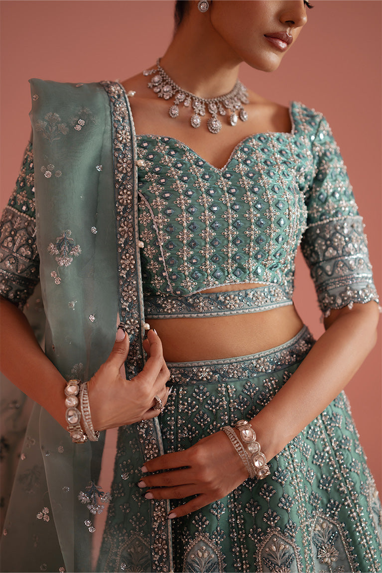 Mermaid Color Block Lehnga Choli & Dupatta