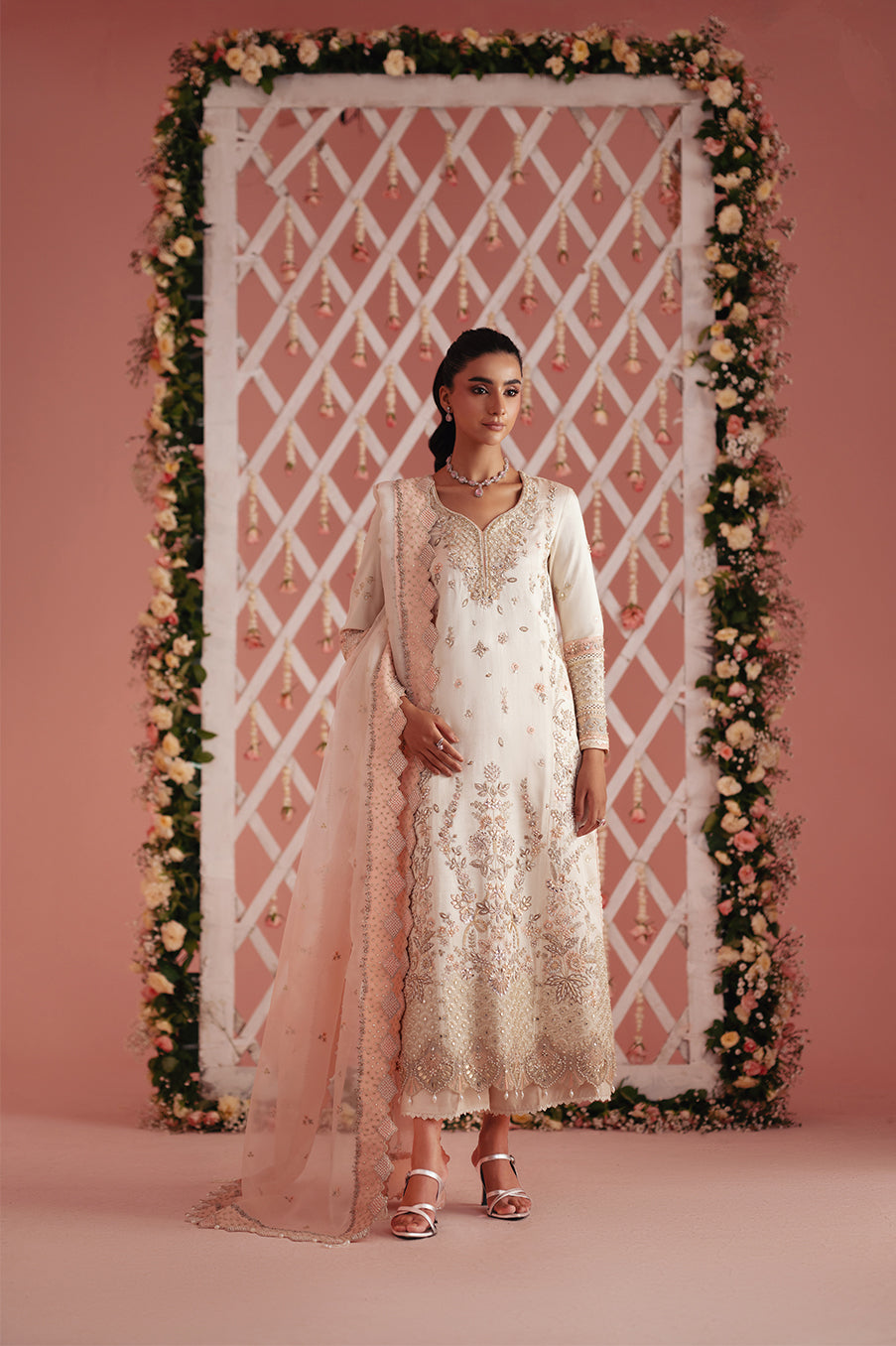 Ivory Blossom Shirt, Izaar & Dupatta