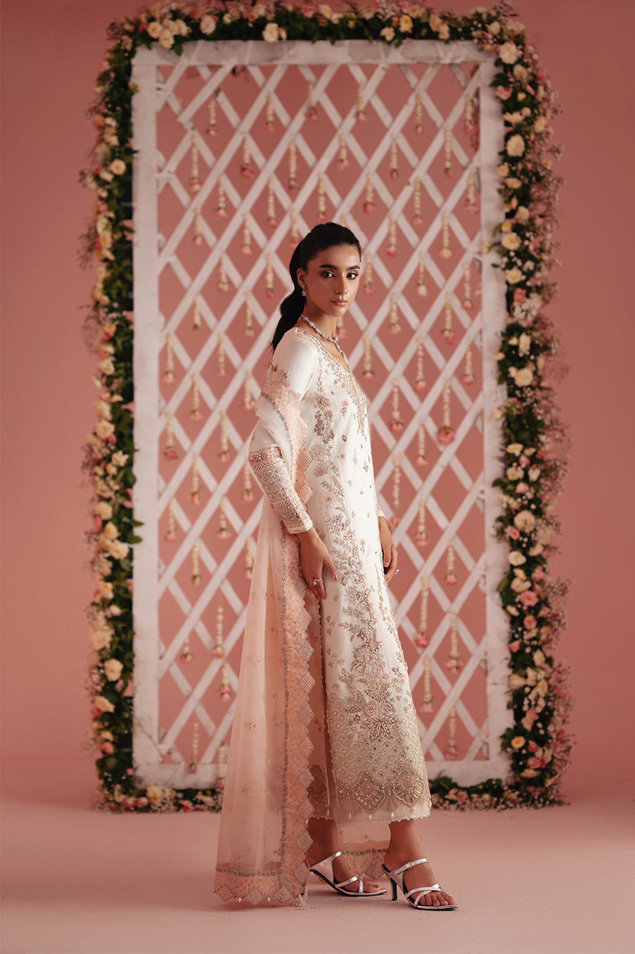 Ivory Blossom Shirt, Izaar & Dupatta