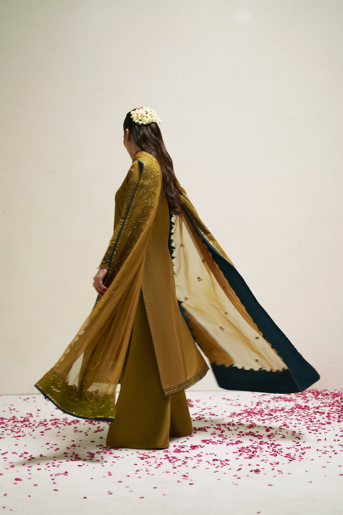 Kundan Antique Gold Shirt Set