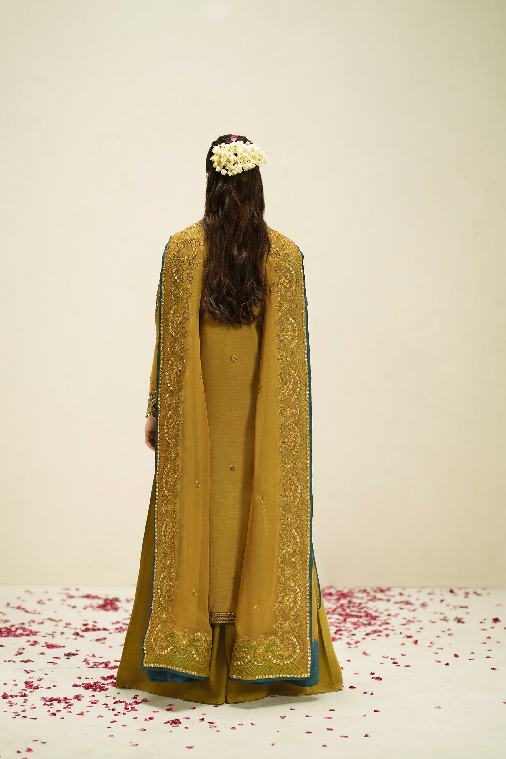 Kundan Antique Gold Shirt Set