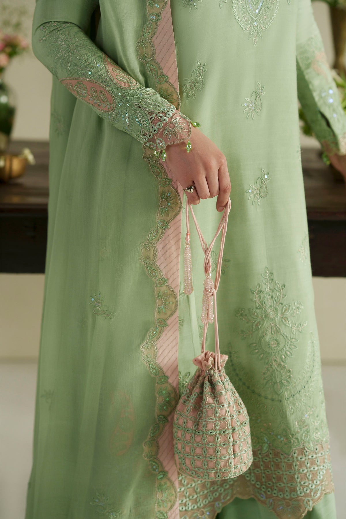 Gajra Mint Green Shirt Set
