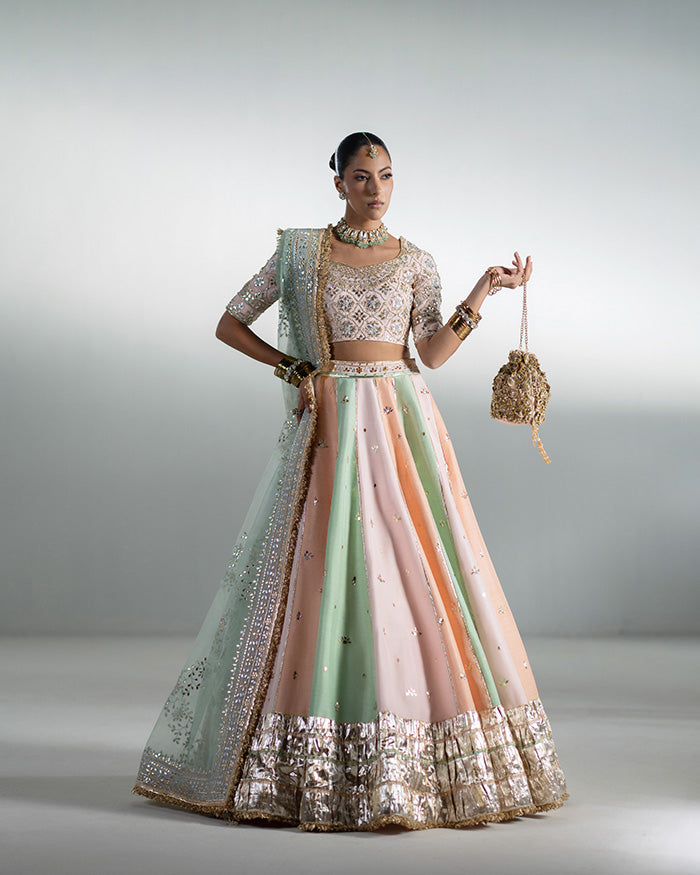 Peach Gota Lehnga Choli