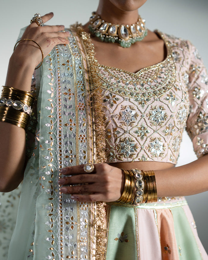 Peach Gota Lehnga Choli