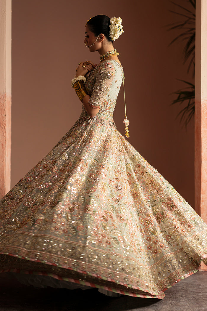 Sage Floral Peshwas with Lehnga