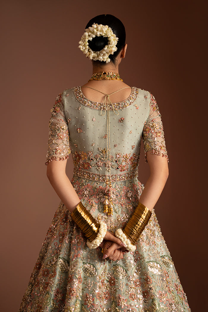 Sage Floral Peshwas with Lehnga