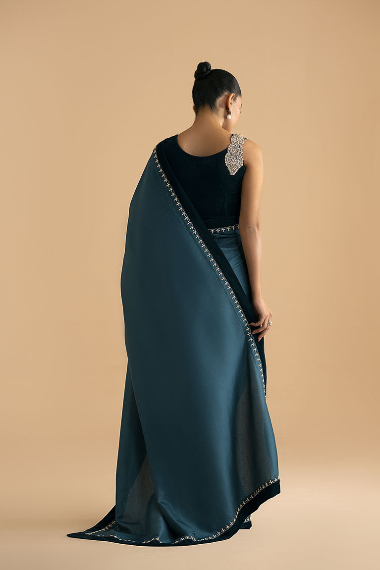 Teal Blue Silk Saree