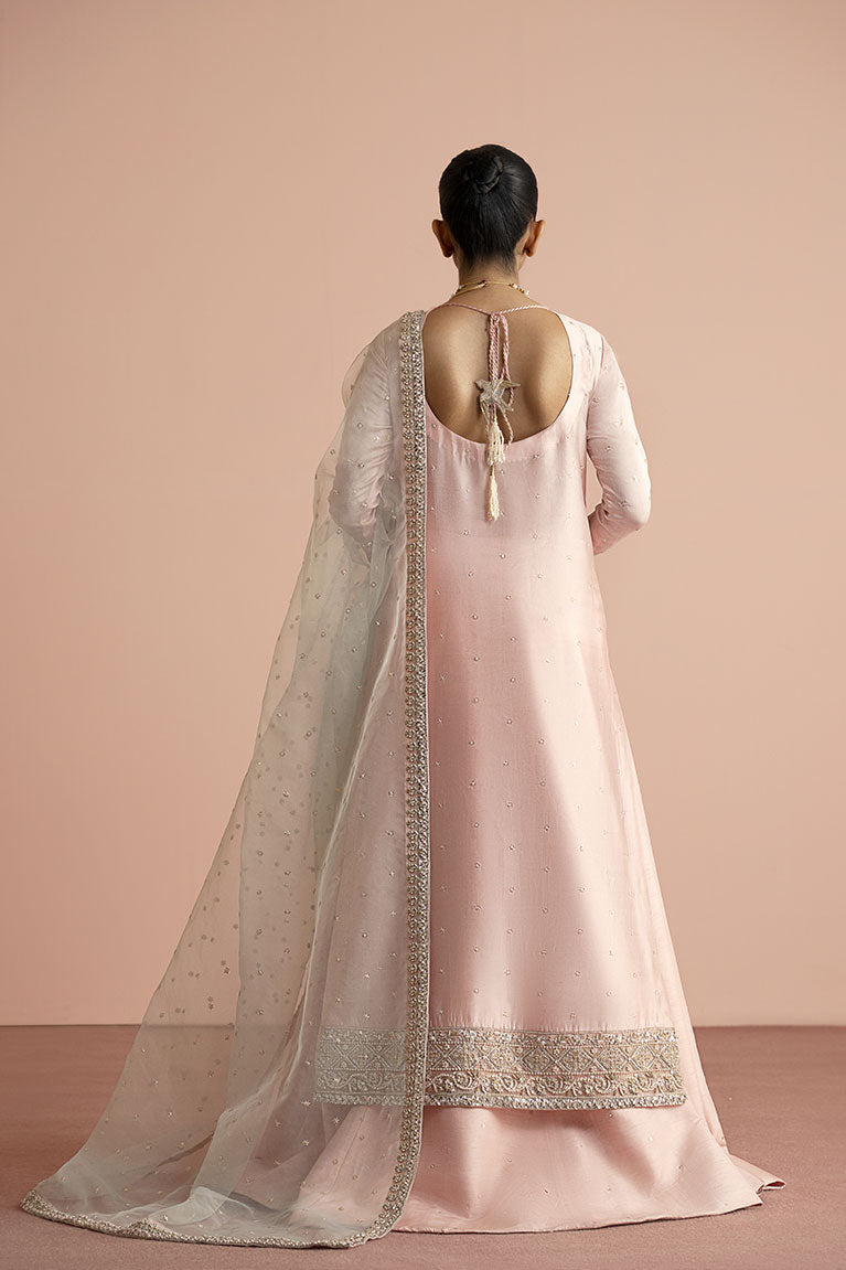 Pink Shirt with Lehnga and Aqua Dupatta