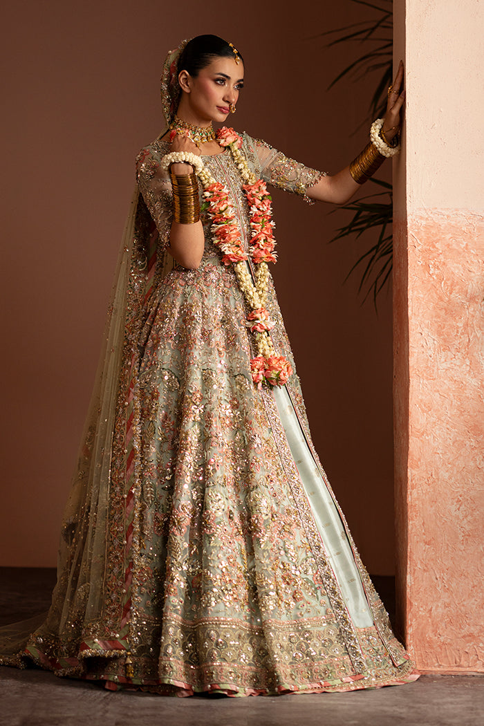Sage Floral Peshwas with Lehnga