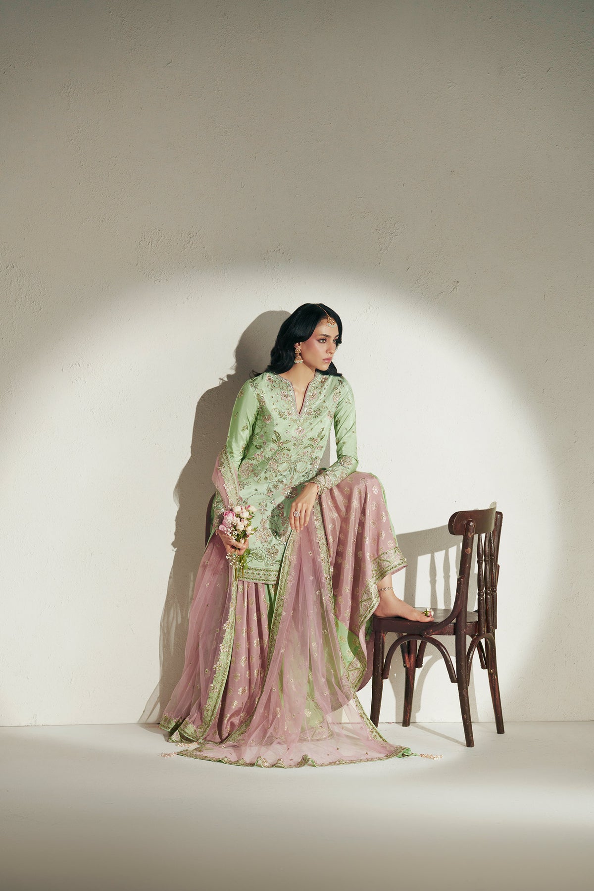 Resham Mint Green Gharara Set