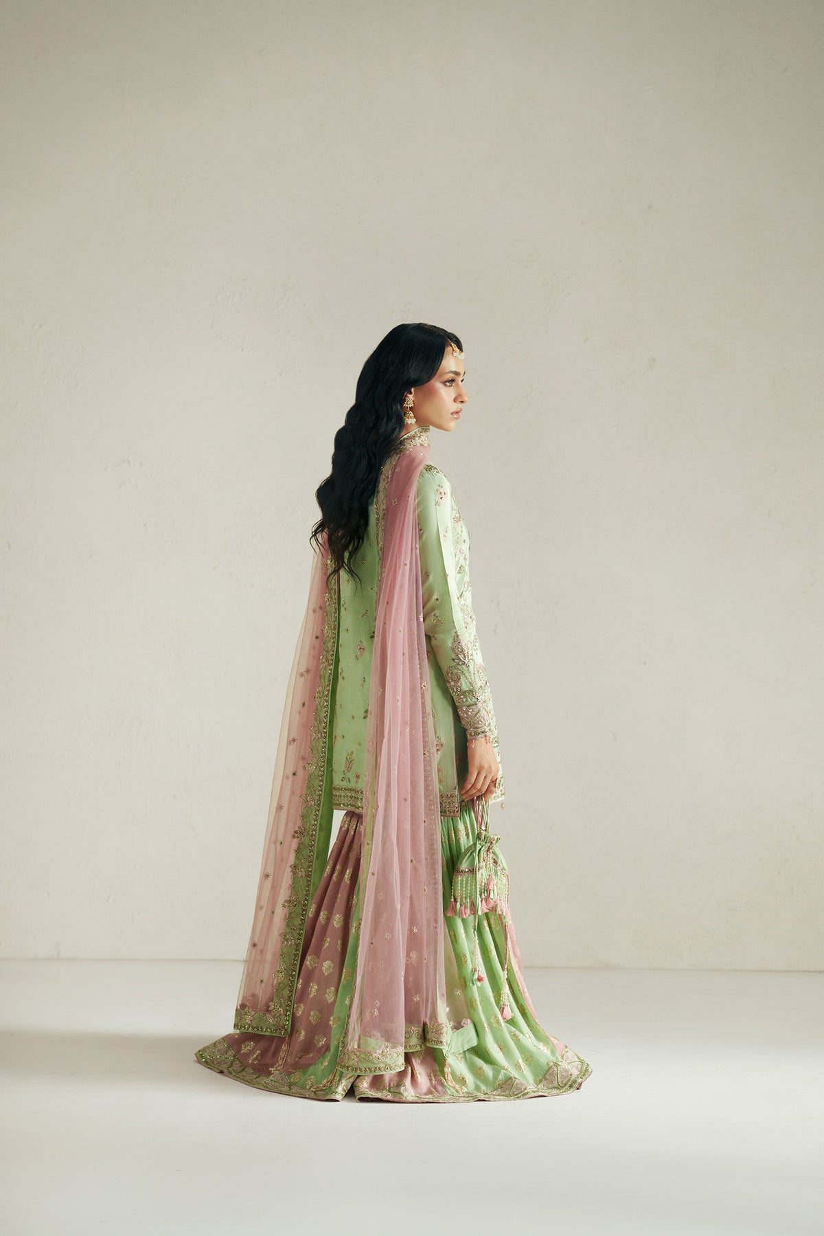 Resham Mint Green Gharara Set
