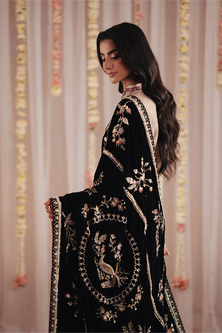 Gold Zari Shirt, Izaar & Shawl