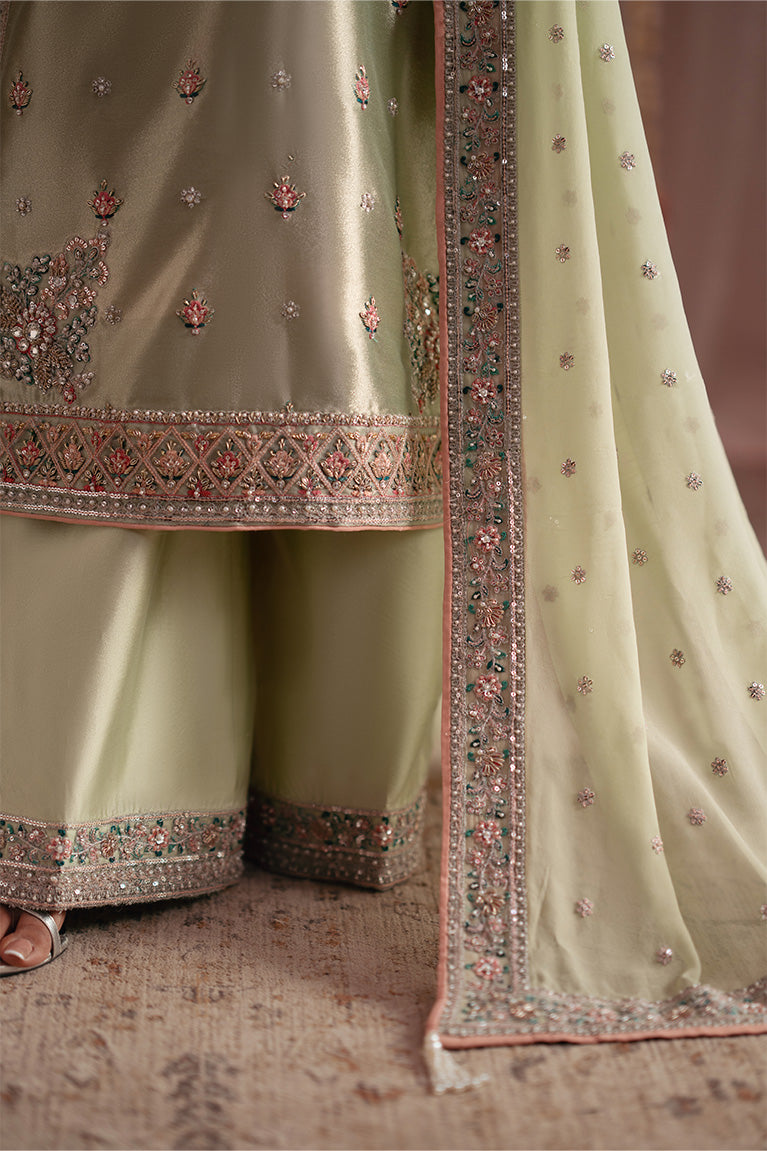 Mint Green Tissue Shirt, Izaar & Dupatta