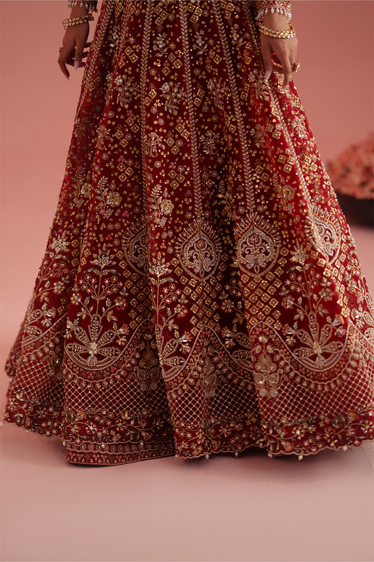 Crimson Red Kalidaar, Lehnga & Dupatta