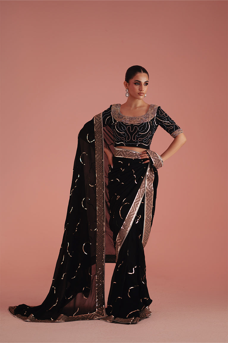 Black Chiffon Saree