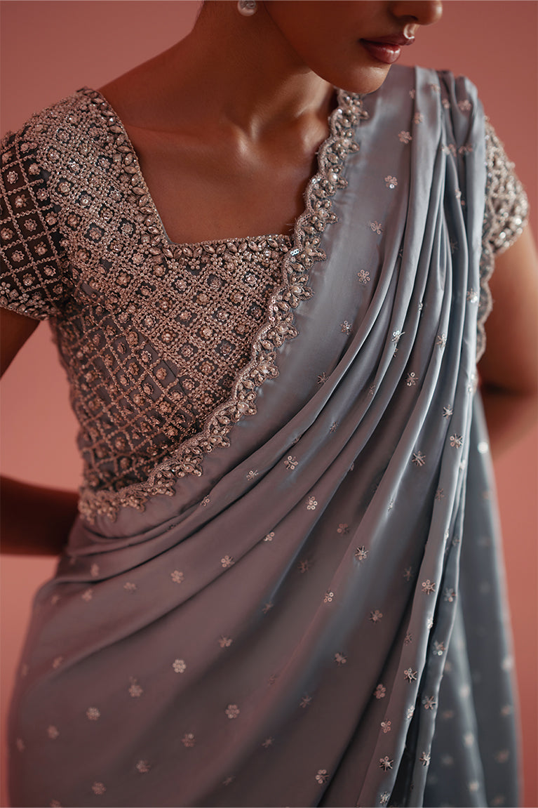 Ice Blue Silk Saree