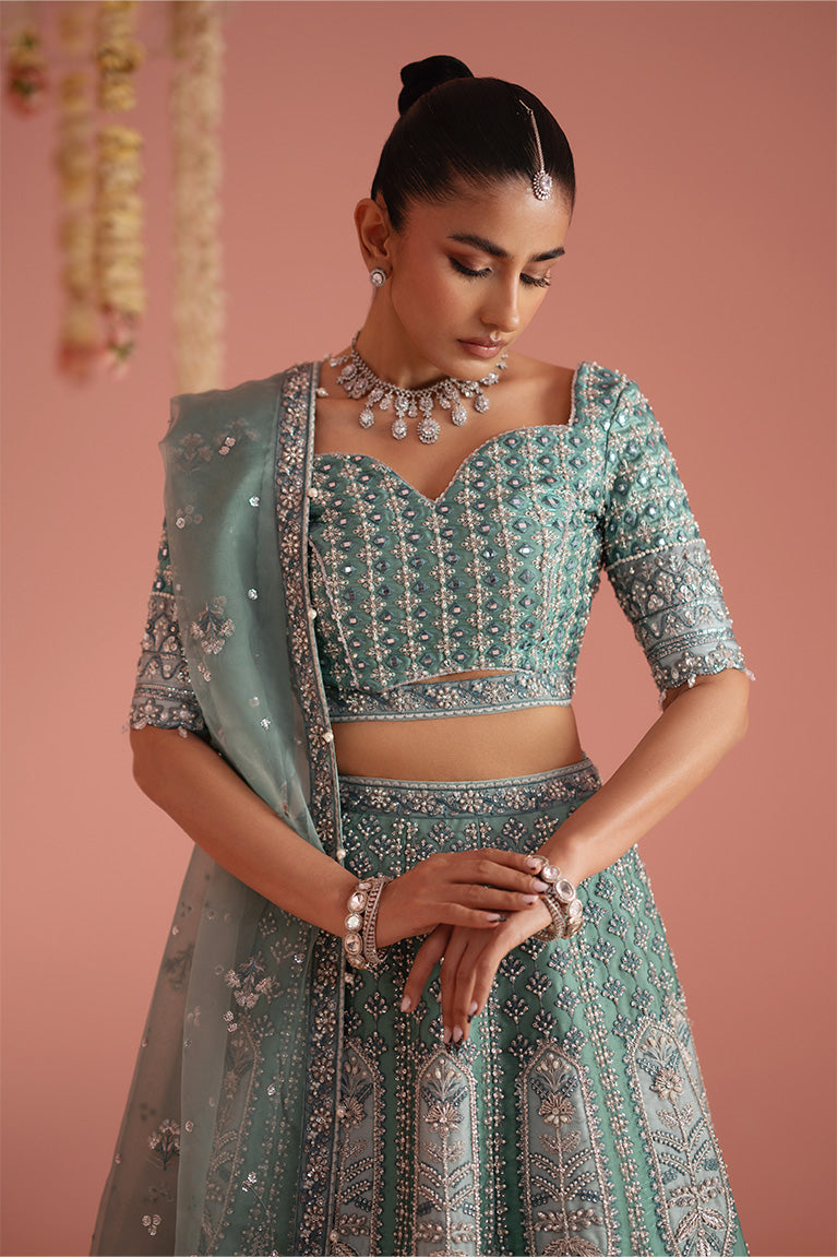 Mermaid Color Block Lehnga Choli & Dupatta