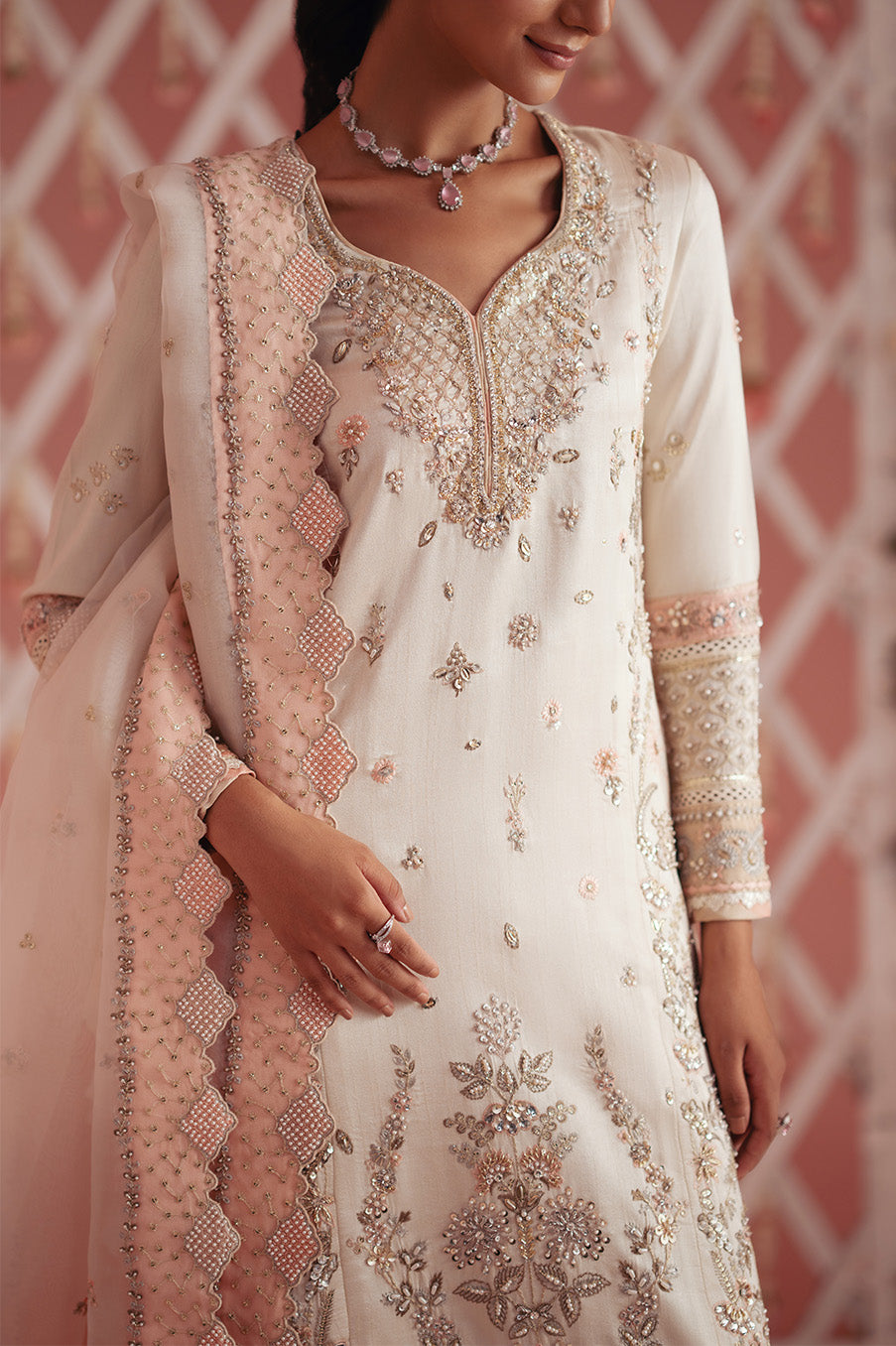 Ivory Blossom Shirt, Izaar & Dupatta
