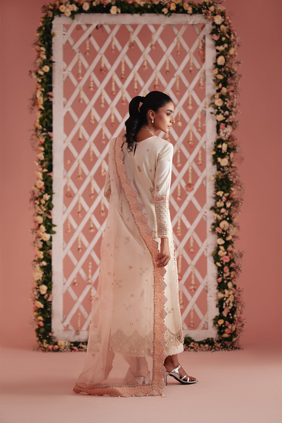 Ivory Blossom Shirt, Izaar & Dupatta