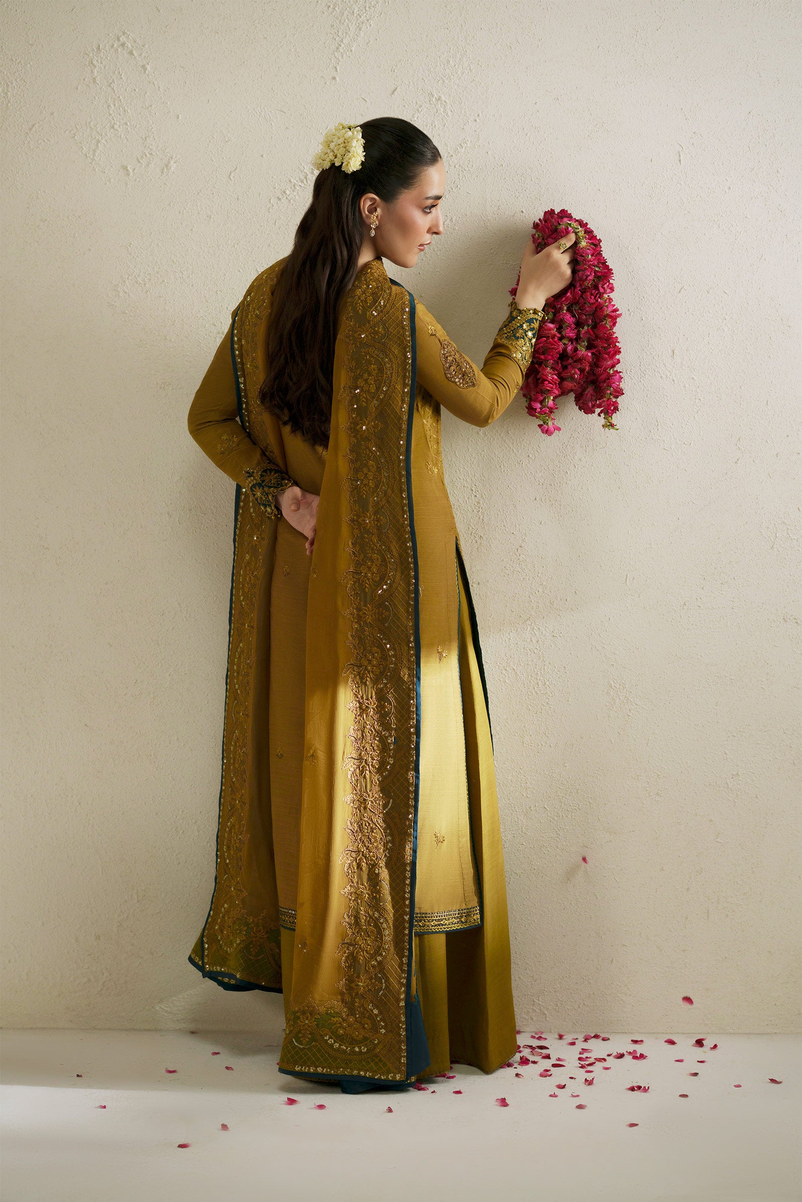 Kundan Antique Gold Shirt Set