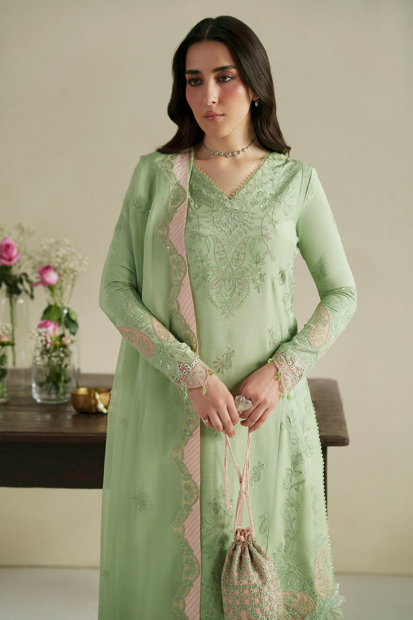 Gajra Mint Green Shirt Set
