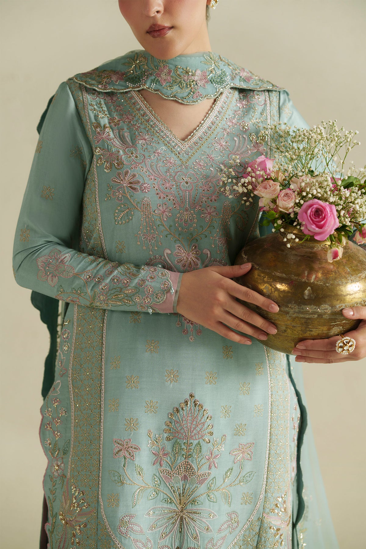 Meena Powder Blue Shirt Set