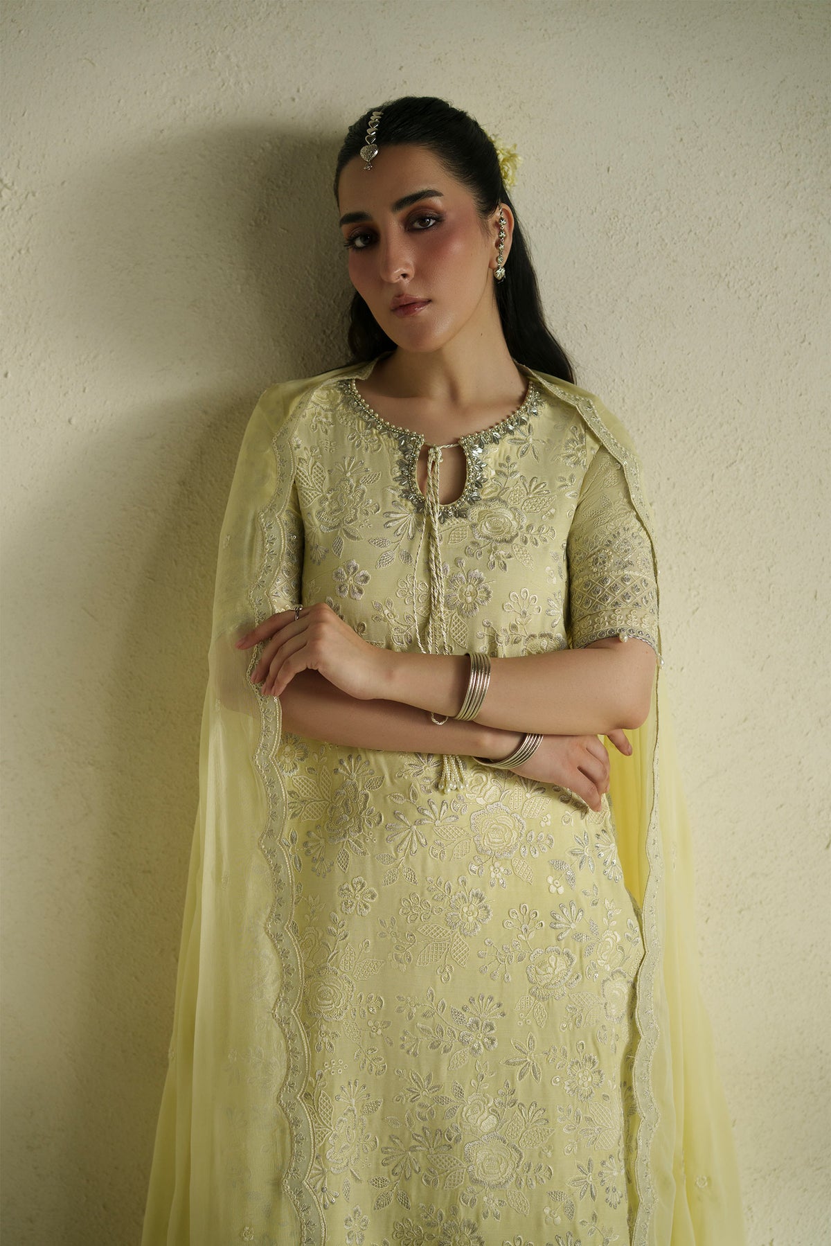 Gulab Butter Yellow Shirt Set