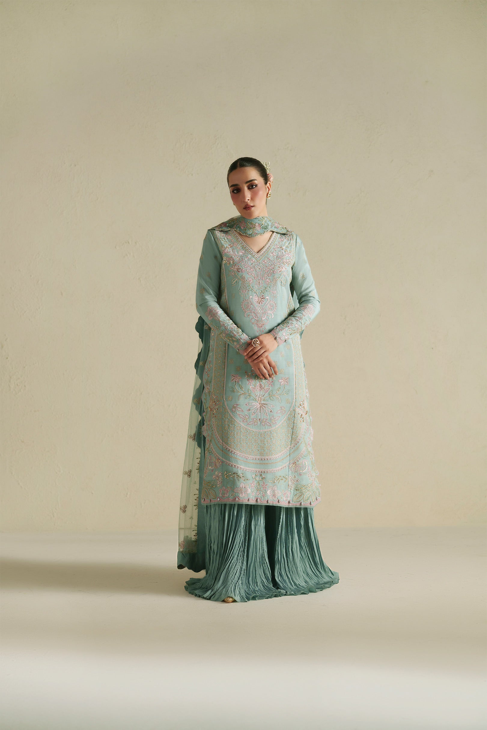Meena Powder Blue Shirt Set