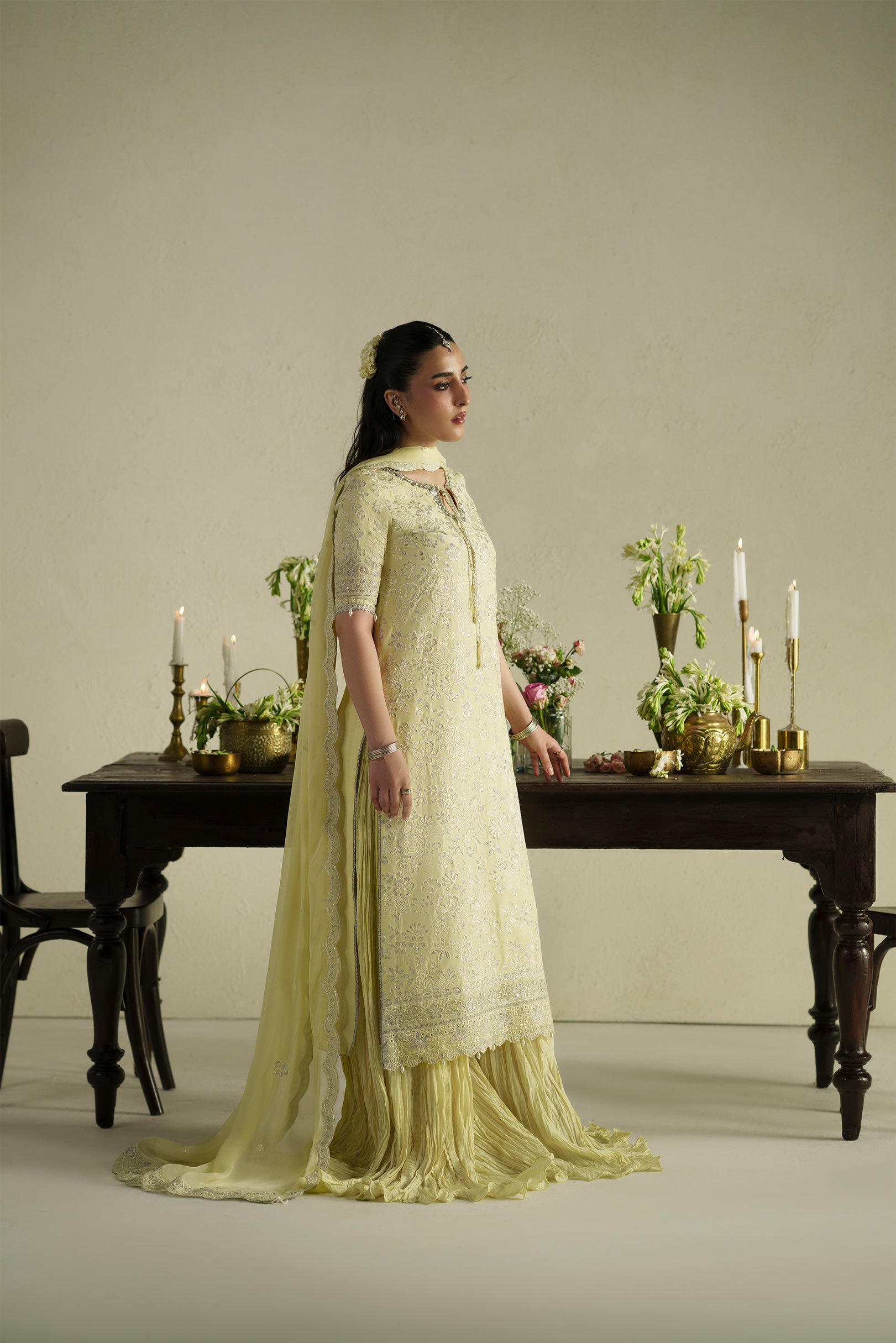 Gulab Butter Yellow Shirt Set