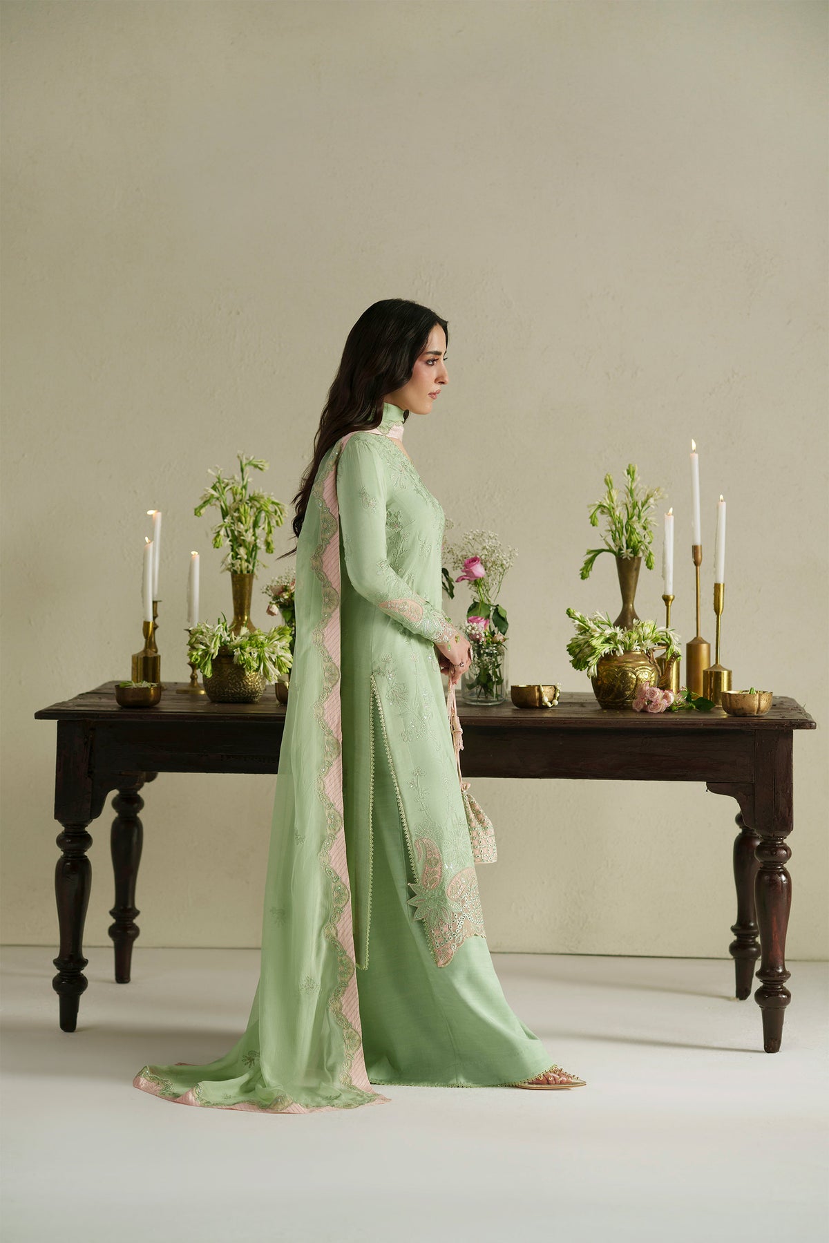Gajra Mint Green Shirt Set