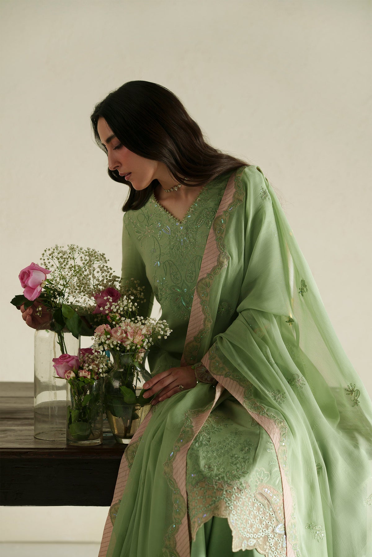 Gajra Mint Green Shirt Set